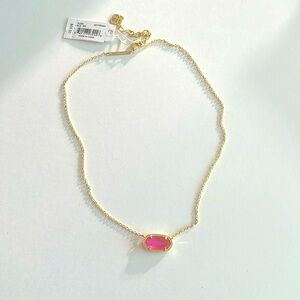 Elisa Gold 870 Pink Stone Necklace